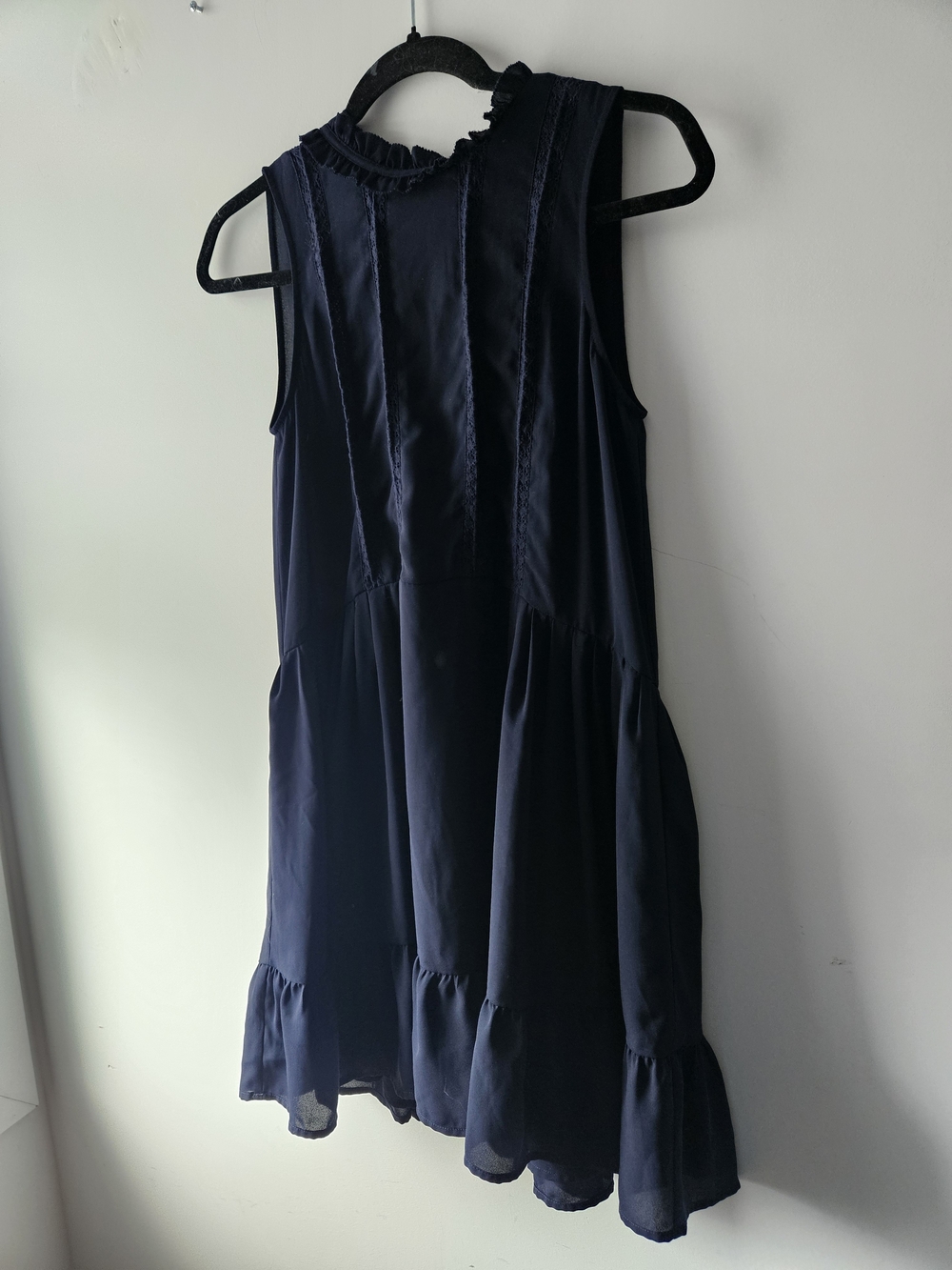 Aritzia Sunday Best Navy Ruffle-Trim Sleeveless Mini Dress